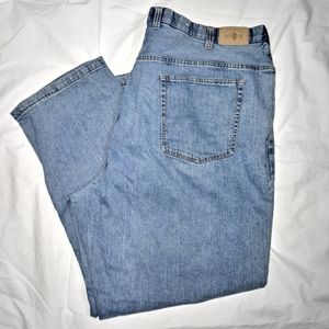 Harbor Bay Continuous Comfort Waistband Mens Size 50x32 Denim Blue Jeans